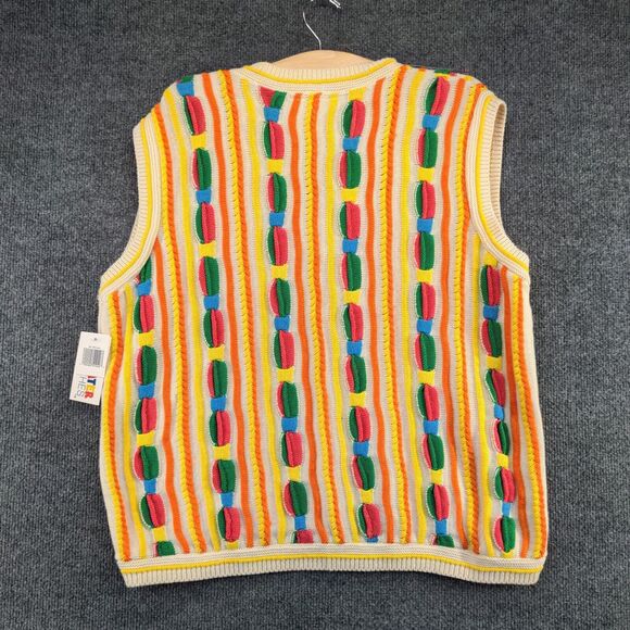 Women's Sweater Clothes L/XL Sleeveless Multicolor Cable Knit Striped W/Tags - Picture 4 of 12